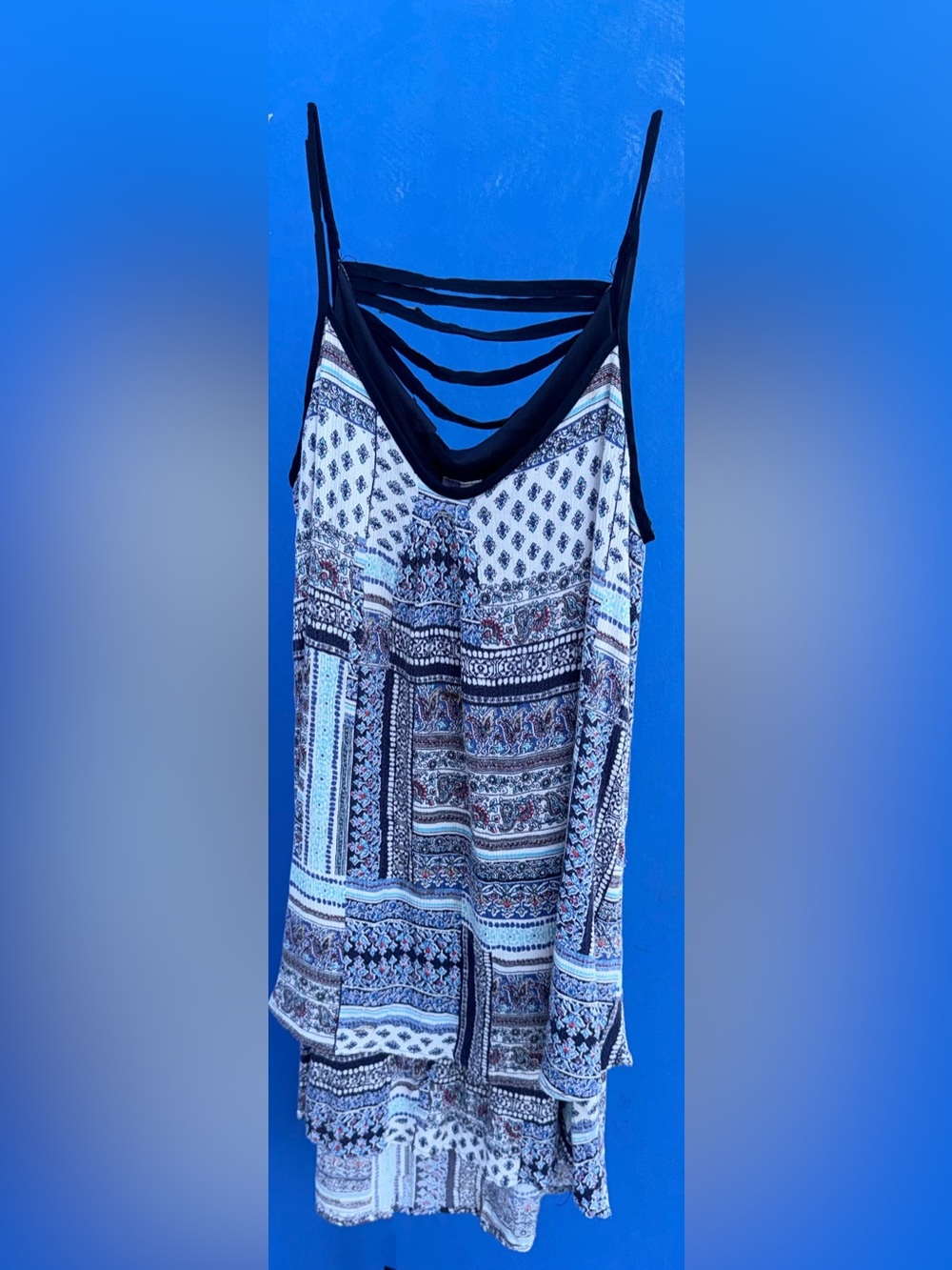 Alya Boho Strappy Back Patchwork Sun Dress size M